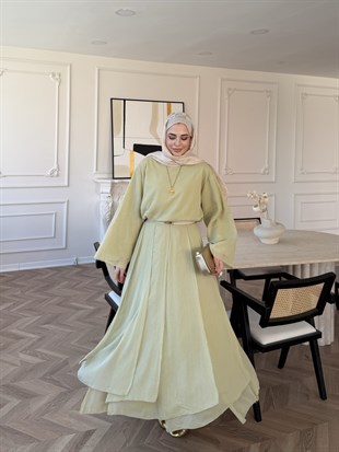 Glow Müslin Etekli Takım Haki (5754)