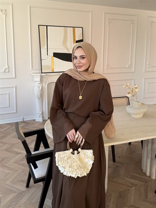 Glow Müslin Etekli Takım Kahve (5754)