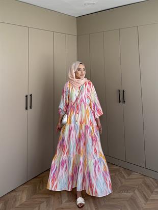 Gökkuşağı Pamuk Vual Elbise 