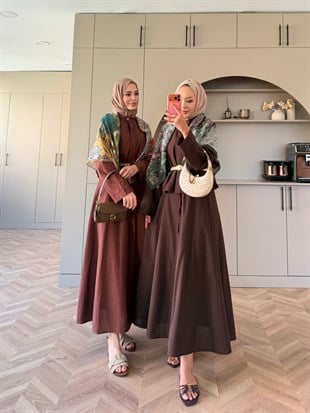 Gravity Bağlamalı Etekli Takım Kahve (4533)