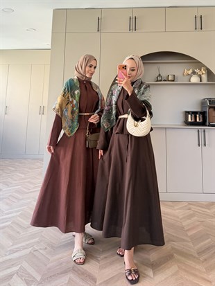 Gravity Bağlamalı Etekli Takım Kahve (4533)