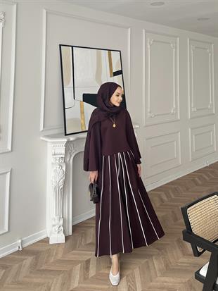 Grayle Biye Detaylı Scuba Etekli Takım Mürdüm