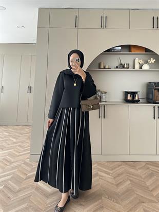 Grayle Biye Detaylı Scuba Etekli Takım Siyah