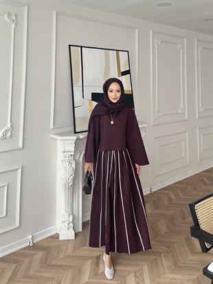 Grayle Biye Detaylı Scuba Etekli Takım Mürdüm