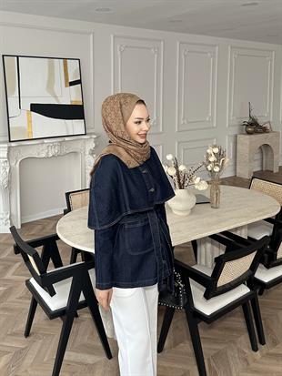 Greta Pelerinli Kot Ceket Siyah