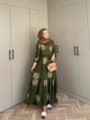 Güneş Viskon Elbise Haki
