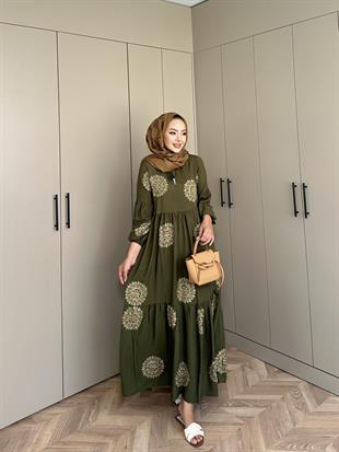 Güneş Viskon Elbise Haki