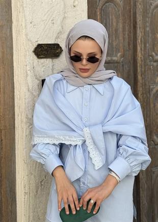 Güpürlü Gömlek Mavi 