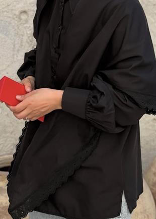 Güpürlü Gömlek Siyah