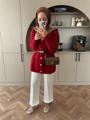 Hadley Sakallı Hırka Kırmızı