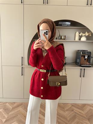 Hadley Sakallı Hırka Kırmızı