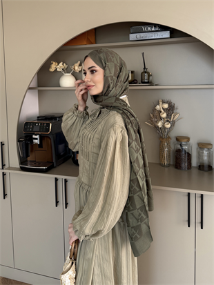 Haki VA Dama Desen Naia Şal 