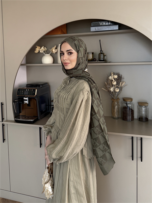 Haki VA Dama Desen Naia Şal 