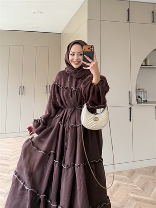 Halter Tül Elbise Acı Kahve (4475)