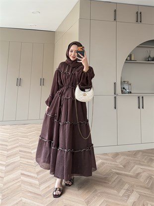 Halter Tül Elbise Acı Kahve (4475)