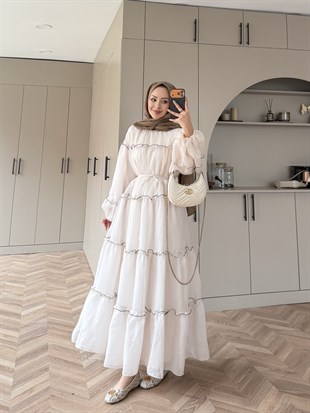 Halter Tül Elbise Taş (4475)