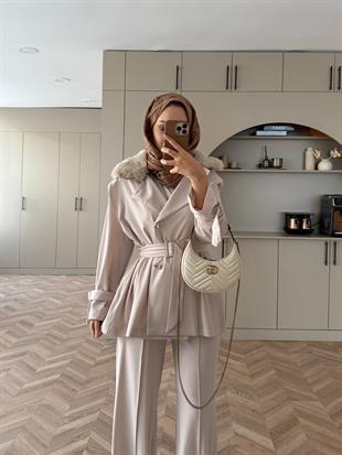 Hardy Kürk Detaylı Takım Bej