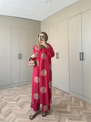 Hazel Pantolonlu Takım Kırmızı