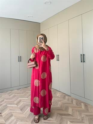 Hazel Pantolonlu Takım Kırmızı