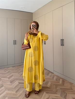 Hazel Pantolonlu Takım Sarı 