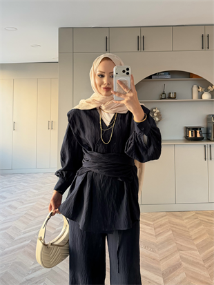 Helena Modal Gofre Pantolonlu Takım Lacivert (8016)