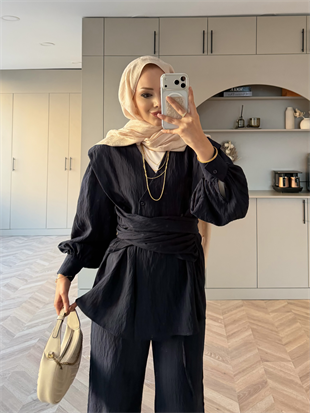 Helena Modal Gofre Pantolonlu Takım Lacivert (8016)