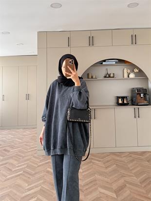 Helga Yıkamalı İki İplik Takım Füme