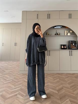 Helga Yıkamalı İki İplik Takım Füme