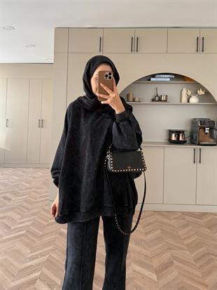 Helga Yıkamalı İki İplik Takım Siyah