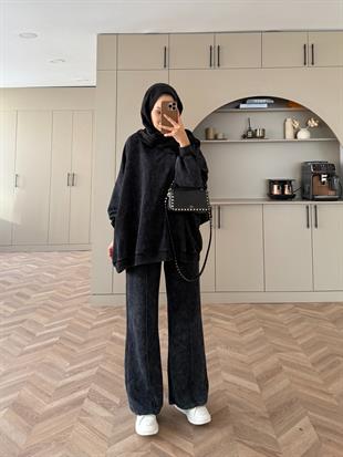 Helga Yıkamalı İki İplik Takım Siyah