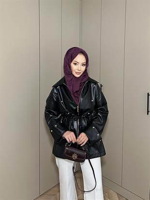  Henry Deri Ceket Siyah