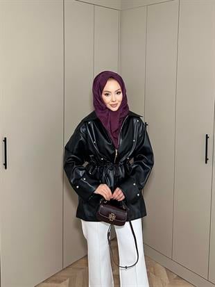  Henry Deri Ceket Siyah