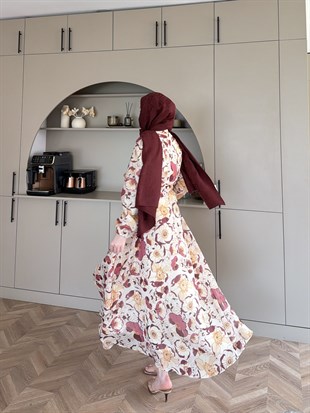 Hera Asimetrik Kesim Elbise Mürdüm (26171)