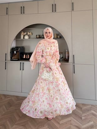 Hera Asimetrik Kesim Elbise Pembe (26171)