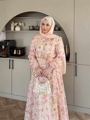 Hera Asimetrik Kesim Elbise Pembe (26171)