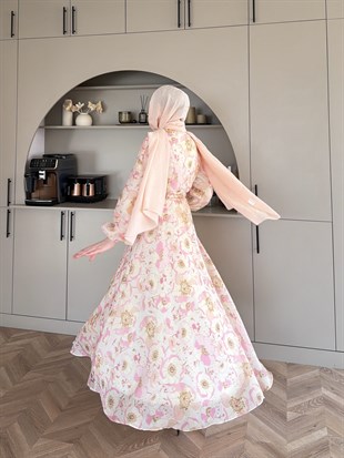 Hera Asimetrik Kesim Elbise Pembe (26171)