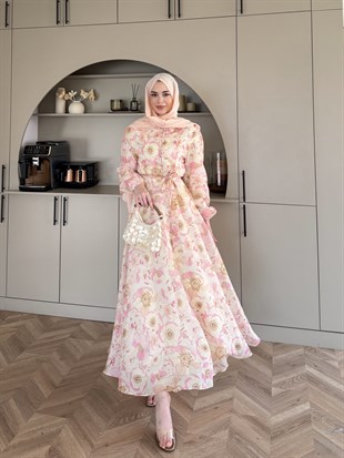Hera Asimetrik Kesim Elbise Pembe (26171)