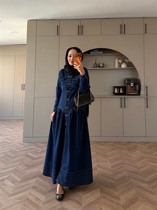 Hobby Düğmeli Kot Elbise Lacivert (716)