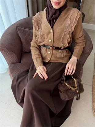 Hola Fırfırlı Hırka Camel (1151)