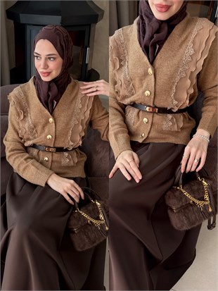 Hola Fırfırlı Hırka Camel (1151)