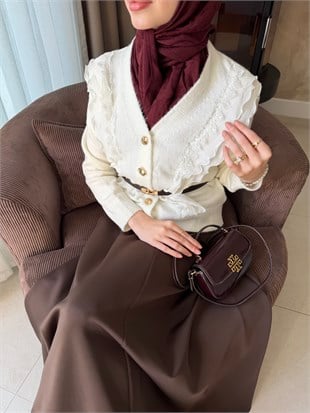 Hola Fırfırlı Hırka Ekru (1151)
