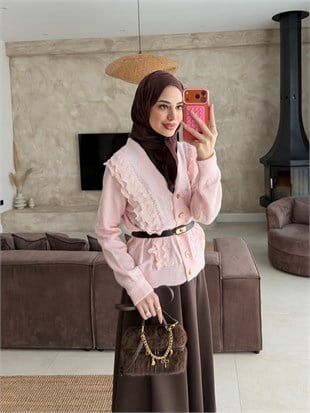 Hola Fırfırlı Hırka Pembe (1151)