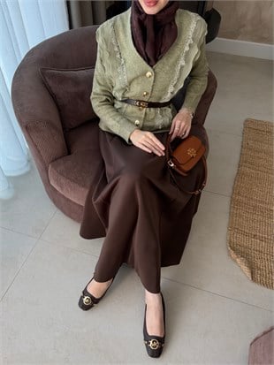 Hola Fırfırlı Hırka Yeşil (1151)