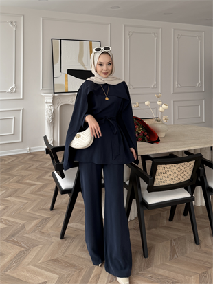 Holah Üçlü Pelerin Takım Lacivert (2309) 
