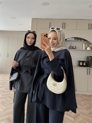 Holah Üçlü Pelerin Takım Lacivert (2309) 