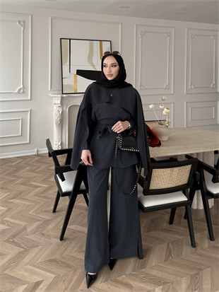 Holah Pelerinli Üçlü Takım Antrasit (2309)