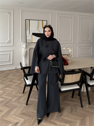 Holah Pelerinli Üçlü Takım Antrasit (2309)