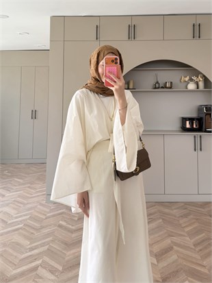 Hollis Bağlamalı Pantolonlu Takım Ekru (2031)