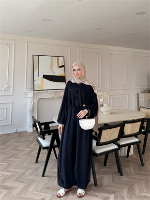 Honey Büzgülü Şifon Takım Lacivert (8412)