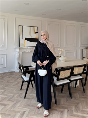 Honey Büzgülü Şifon Takım Lacivert (8412)